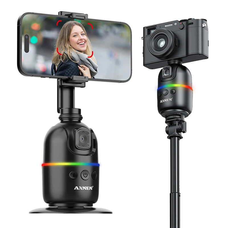 Support de téléphone de bureau pour smartphone, suivi automatique du visage AI, mise au point du cardan, rotation intelligente à 360 °, caméra d'action Vlog, kit de prise de vue