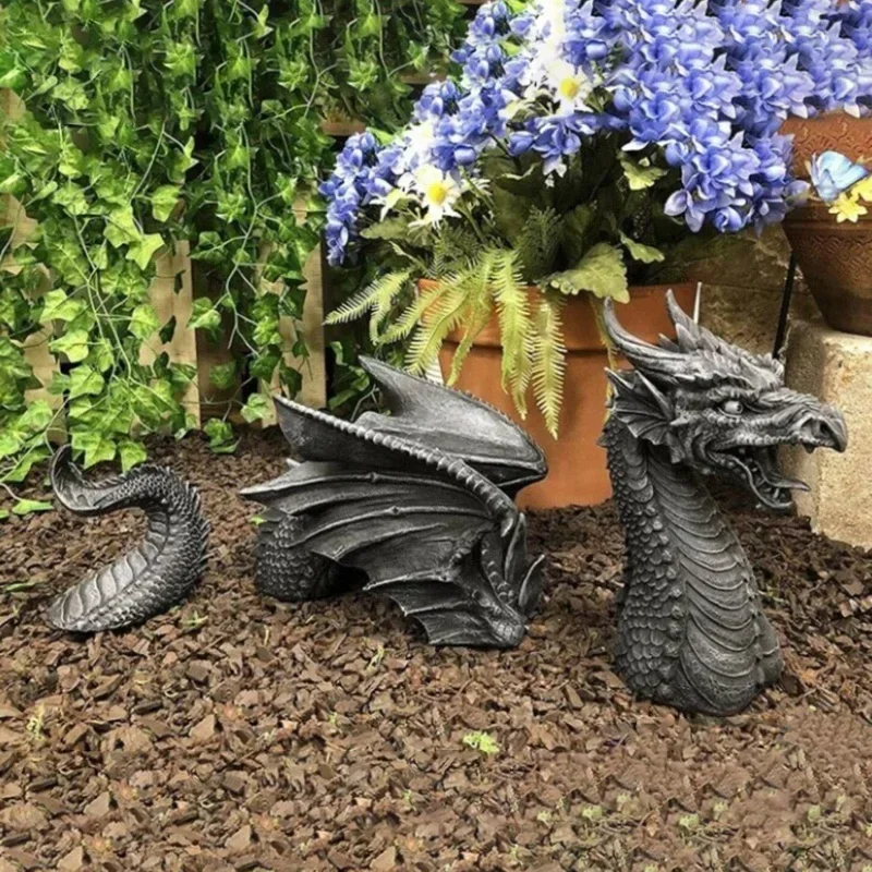 Sculptures en forme de Dragon en résine, Sculpture de pelouse géante, fantaisie gothique, figurines de Dragon, Art, jardin, Patio, pelouse, décoration de jardin
