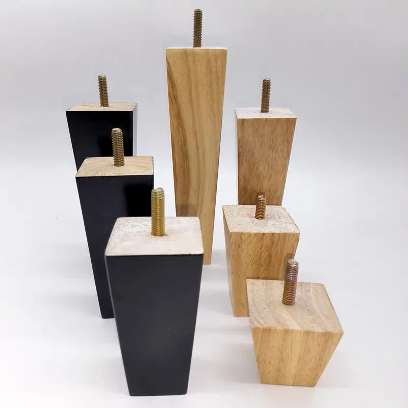 Pieds de Meubles en Bois Massif, Support de Table de Canapé Carré, Meuble TV, Pieds de Remplacement, Table à Thé, Armoire, 4 Pièces