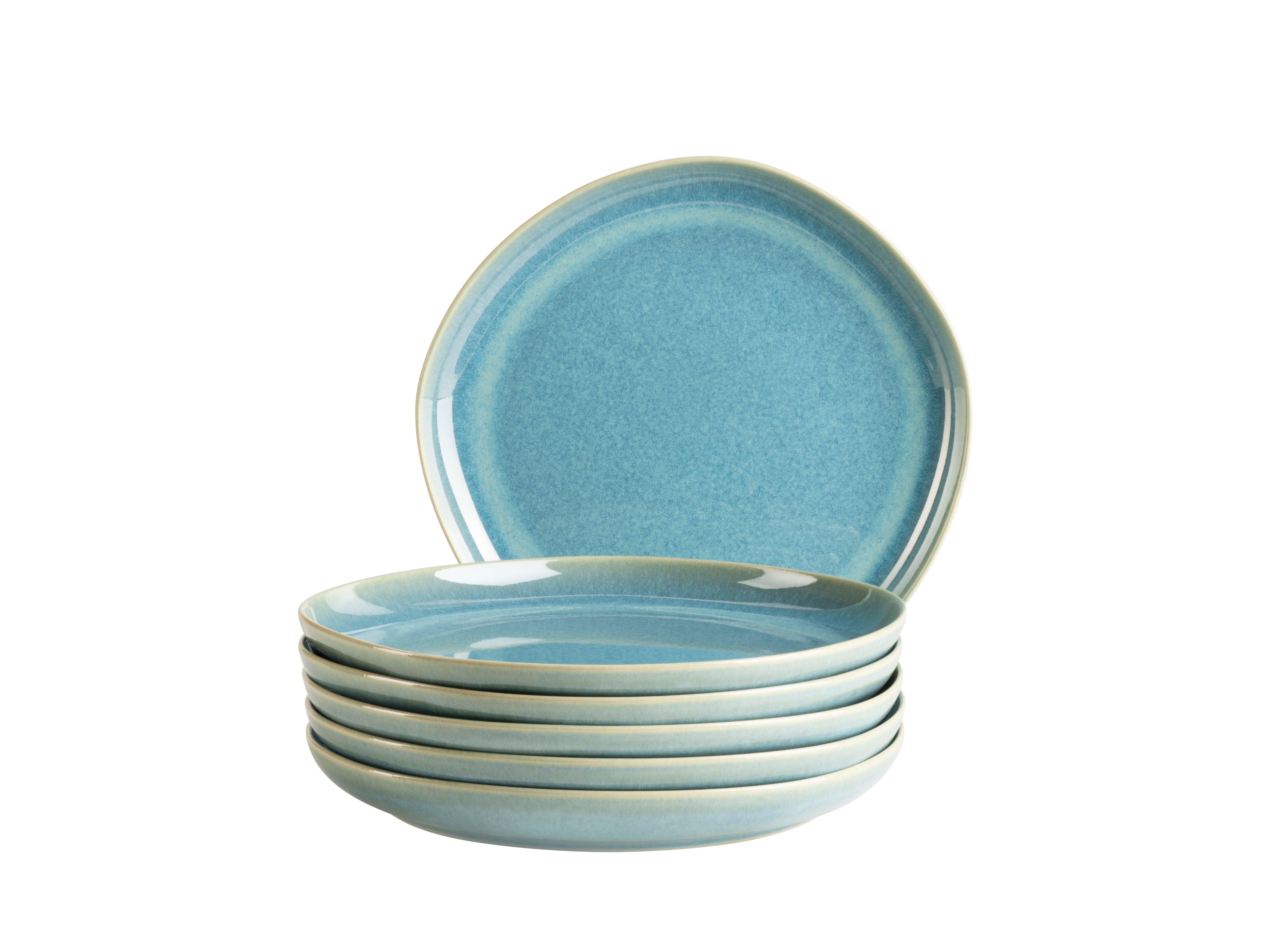 Dessertteller MÄSER "Cordelia, Teller-Set aus Steinzeug", grün, H:1cm Ø:22cm, Steinzeug, Speiseteller, Geschirr-Set