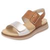 Keilsandalette REMONTE, Damen, Gr. 43, bunt (braun, goldfarben), Leder, metallic, casual, Schuhe, Sommerschuh, Riemchensandale mit komfortablem Softfußbett
