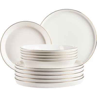 Tafelservice MÄSER "SITA, aus Porzellan", gold (weiß, goldfarben), 12 tlg., Porzellan, Geschirr-Sets, Geschirr-Set, Service Image