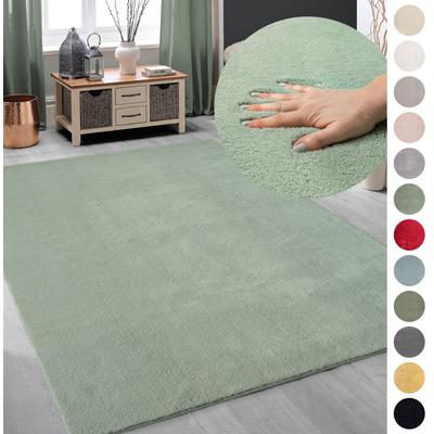 Teppich MY HOME "Arabell, Kunstfellteppich", grün (mint), B:240cm H:16mm L:340cm, Polyester, Teppiche, flauschig, kuschelig, Felloptik, Anti-Rutsch-Unterseite, Waschbar Image