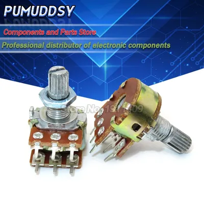 30PCS B1K B2K B5K B10K B20K B50K B100K B500K B1M 6Pin Shaft WH148 Amplifier Dual Stereo