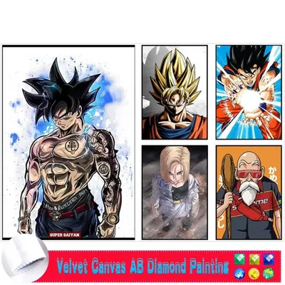 DIY Diamond Embroidery Japan Anime Goku 5d Full Square AB Velvet Canvas Diamond Painting Cross