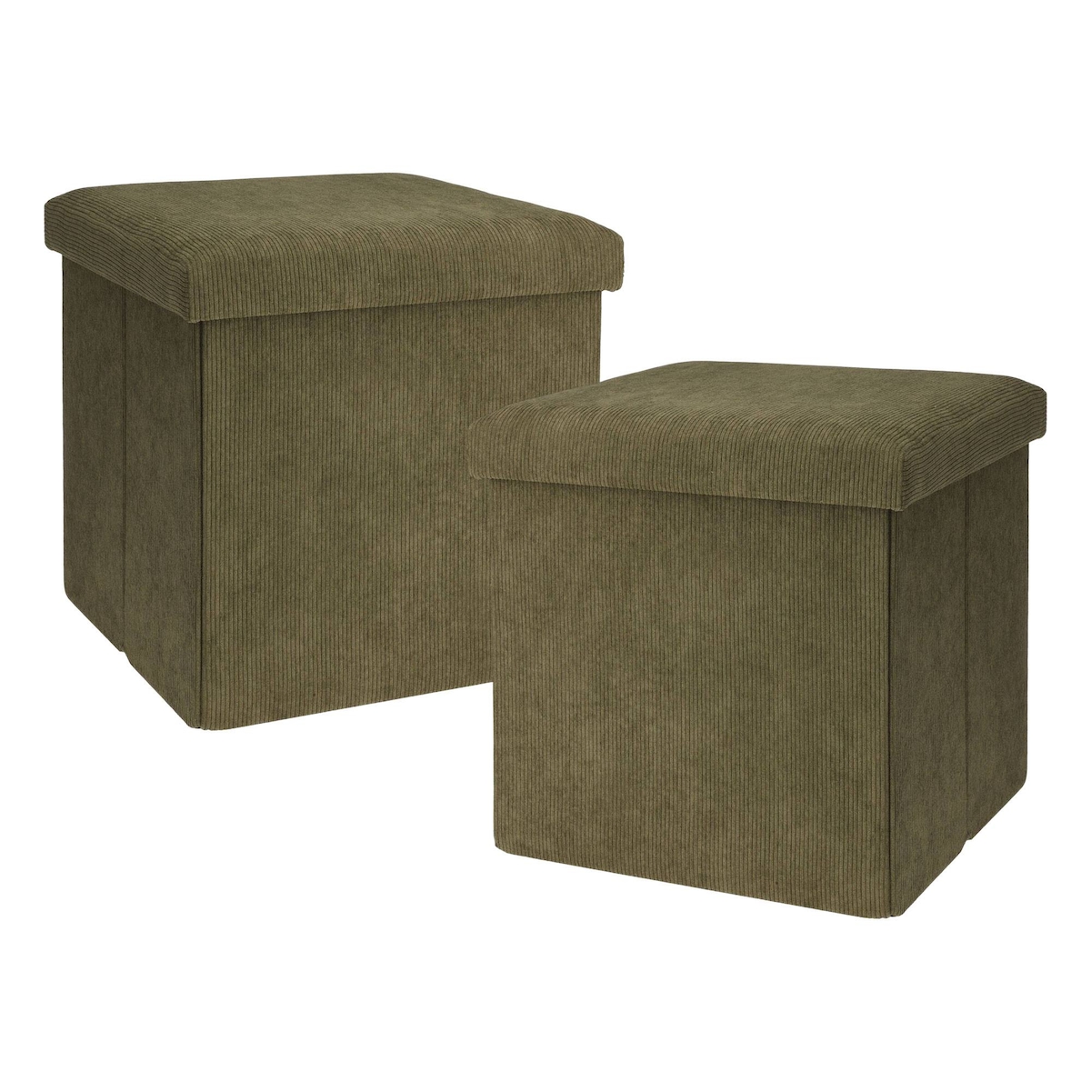 WellHome - 2er-Pack dunkelgrüne Hocker mit Aufbewahrung 38x38x38cm Image