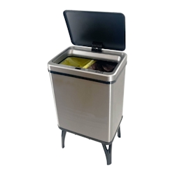 WellHome - 15+15L Smart Mülleimer mit automatischer Öffnung, Grau, 35,5x26x60cm Image