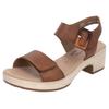 Sandalette REMONTE, Damen, Gr. 44, braun, Leder, unifarben, feminin, Schuhe, Blockabsatz, Sommerschuh, Sandale mit Klettverschlüssen