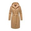 Kurzmantel MARIKOO "Kailii", Damen, Gr. XS, braun (camel), 90% Polyester 10% Viskose, Mäntel, Eleganter Wickel Mantel mit Taillengürtel und Oversized Hood Kapuze