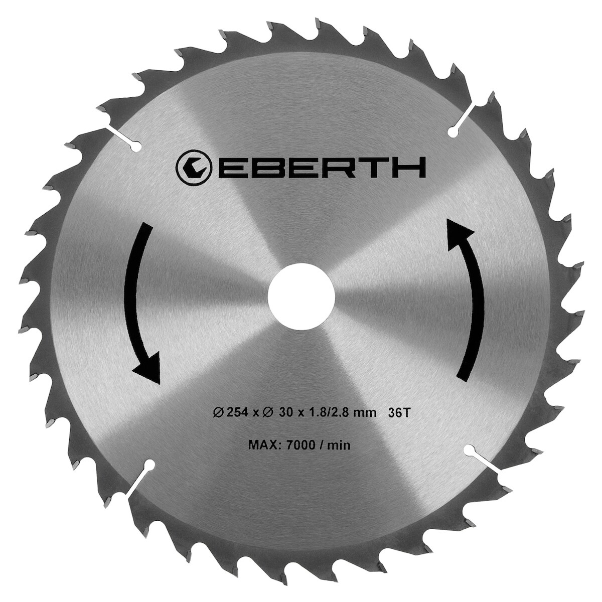 EBERTH Kreissägeblatt 254mm, 36 Zähne, Hartmetall, für Holz-Schnitte, 30mm Bohrung, 7000 RPM Image