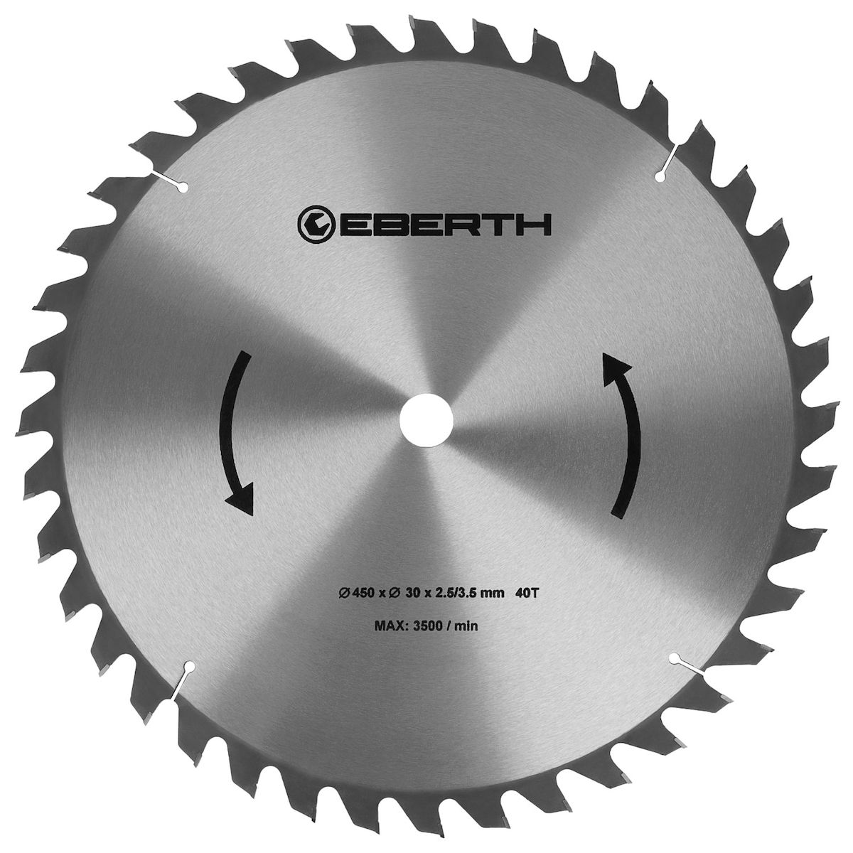 EBERTH Kreissägeblatt 450mm, 40 Zähne, Hartmetall, für Holz-Schnitte, 30mm Bohrung, 3500 RPM Image