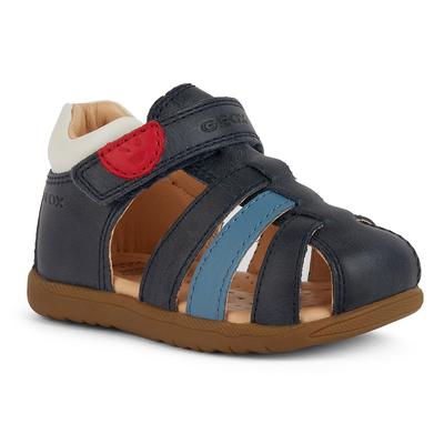 Lauflernschuh GEOX "B SANDAL MACCHIA BOY", Kinder, Gr. 24, blau (navy, hellblau), Leder, Synthetik, klassisch, Schuhe, S