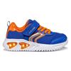 Sneaker GEOX "J ASSISTER BOY Blinkschuh", Kinder, Gr. 32, blau (blau, orange), Textil, Synthetik, sportlich, Schuhe, Sportschuh, Klettschuh mit auffällig blinkender Sohle