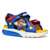 Sandale GEOX "J SANDAL CIBERDRON B Blinkschuh", Kinder, Gr. 26, blau (blau, rot), Synthetik, Textil, sportlich, Schuhe, Klettschuh in buntem Design mit Super Mario Motiv und Blinkfunktion