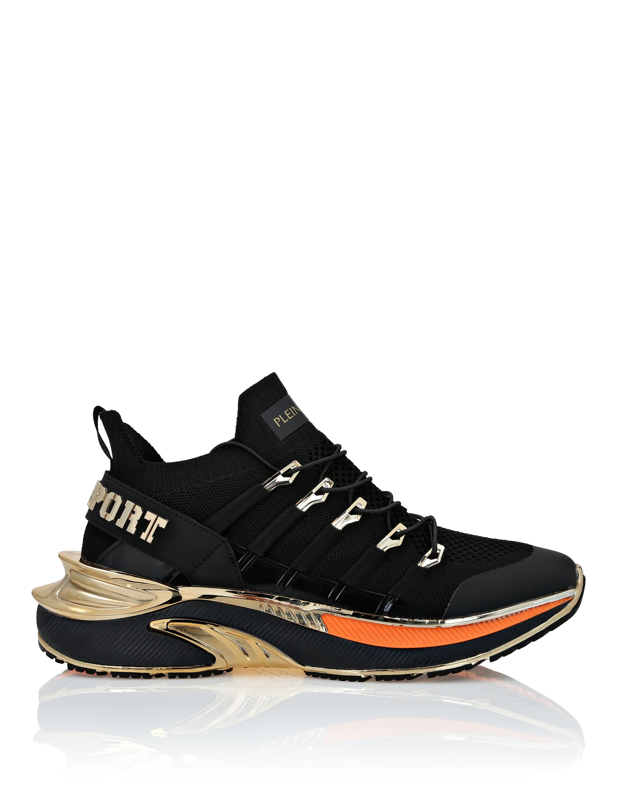 Sneaker PLEIN SPORT "Chrome Surfer", Herren, Gr. 46, Normalschaft, orange (0286, schwarz, orangefluo), Schuhe Sneaker