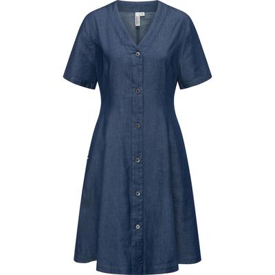Sommerkleid RAGWEAR "Kveeda Denim", Damen, Gr. L (40), Normalgrößen, blau (denim), Material: 60% Baumwolle, 40% Viskose, feminin, A-Linie ca. Mitte Oberschenkel, V-Ausschnitt, Kurzarm Ärmel ohne Ärmelschlitz abgesteppte Kante, Kleider, Sommerliches... Image