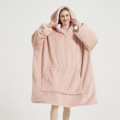 TEMU Lanqinglv Tv Blanket With Sleeves And Foot Pocket, Blanket Hoodie Sweatshirt, Oversized Women's/men's Hoodie, Fluffy Cuddly Blanket Sofa Blanket, Fleece Blanket Teddy Cashmere Touch Image
