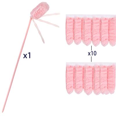 TEMU 10-pack Reusable Duster Heads With Fiberglass Handle, Easy Clean For Living Room, Bedroom, Bathroom, Kitchen - Resin Heads, Plastic Handle, No Electricity Or Battery Needed Image