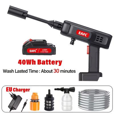 TEMU Eafc Wireless High Pressure Car Cleaning Machine, Portable W/accessories, High Pressure Washer, Suitable For Washing Car, Floor, Fences Image