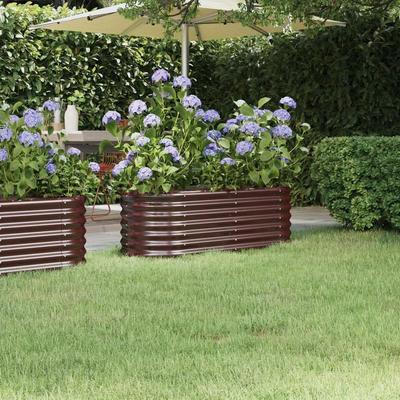TEMU Raised Bed Powder-coated Steel 114x40x36 Cm Brown Image