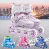 Einstellbare Größe 27–39 Inline-Rollschuhe-Set für Jungen und Mädchen, Anfänger, Outdoor-Skating-Turnschuhe, blinkende 4-Räder-Skateschuhe, 2025