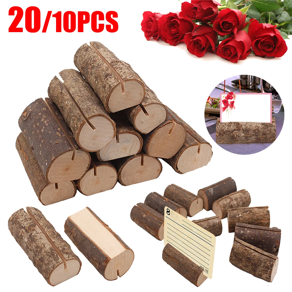 10/20pcs Holz Tisch karten halter Holz Tisch nummer steht Hochzeit Geburtstags feier Zeichen rustikale Nachricht Name s Display Stand