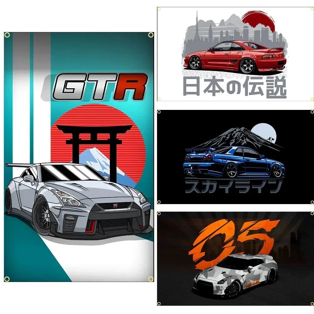 90X150CM 3X5FTs JDM GTRs Autoflagge Polyester bedrucktes Autobanner für Dekor Image
