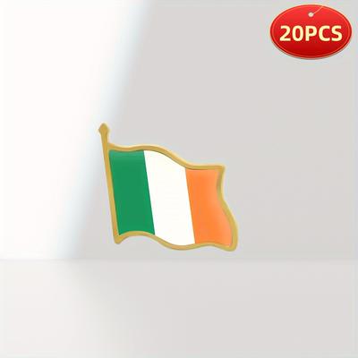 TEMU Set Of 20 Irish Flag Lapel Pins, Alloy Ireland Badge For Jackets, Backpacks,