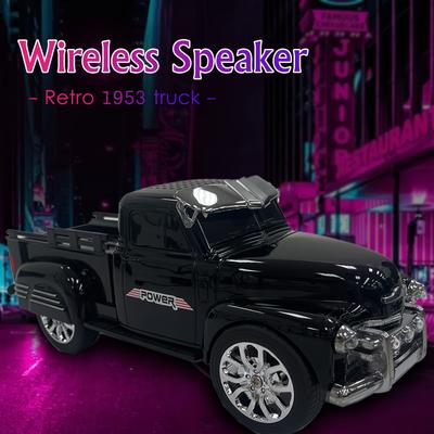 TEMU Wireless 1953 Hot Rod Pickup Truck Replica Speaker, 11-inch Speakers, Hands Free Link, Built-in Microphone, Fm Radio And Led Party Lights, Black