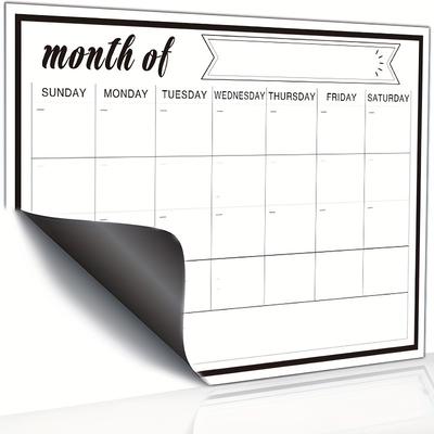 TEMU Waterproof Magnetic Calendar & Memo Pad - Reusable, English Text, Supplies For Kitchen Fridge