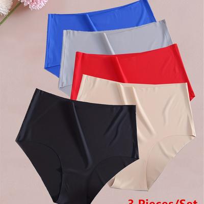 TEMU 3pcs Women's High-waist Briefs - Soft, Breathable & Seamless Nylon Panties In Assorted Colors, Panties