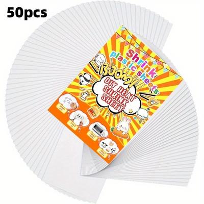 TEMU 15/30/50pcs Shrink Plastic Sheets, Frosted Shrink Film Paper, Suitable For For Diy Keychain Production