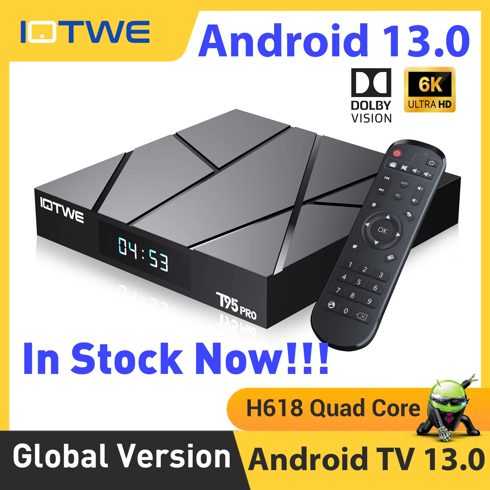 T95PRO 6K TV Box Android 13.0 H618 Chip, 4 GB RAM + 128 GB ROM UHD Media Player WIFI6 Bluetooth 5.0 Image