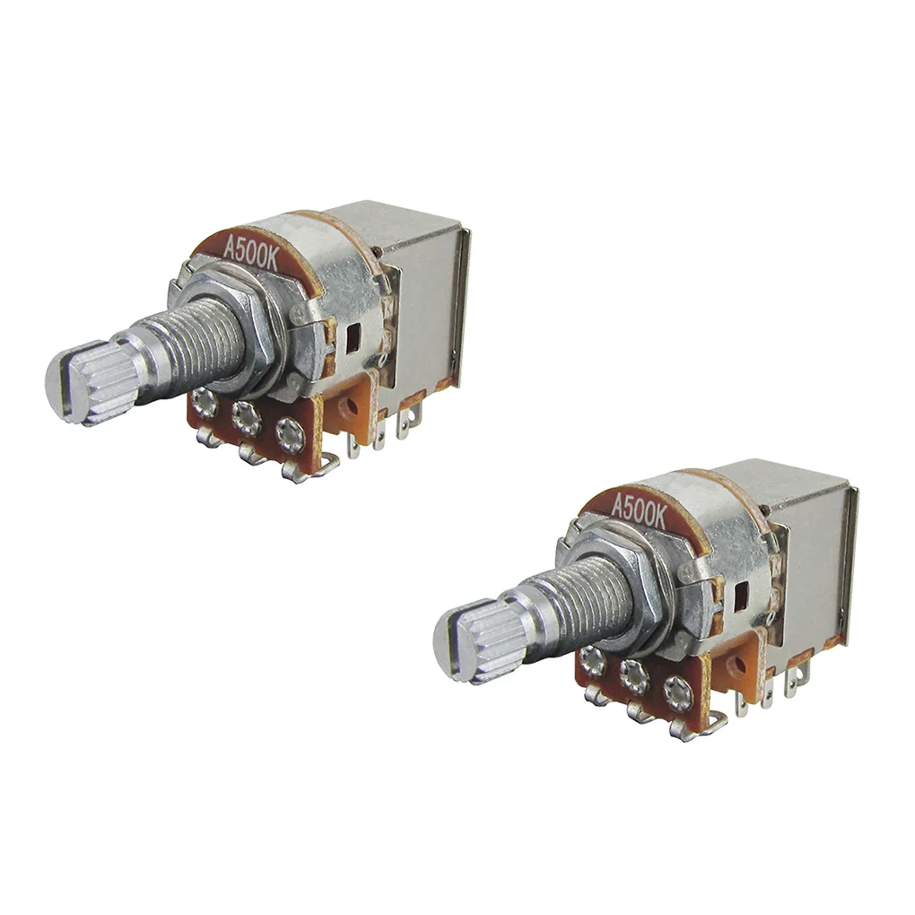 FLEOR 2PCS Gitarre Push Pull Potentiometer Lange Welle Töpfe 250K / 500K für E-gitarre Bass Image