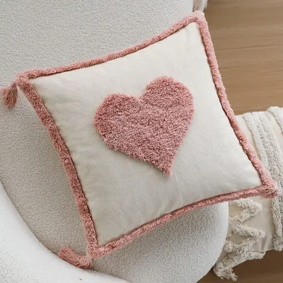 Pink Love Tufted dekorativer Kissenbezug, Valentinstag, Wohnzimmer, Sofa, Heimdekoration, 45 x 45 Image