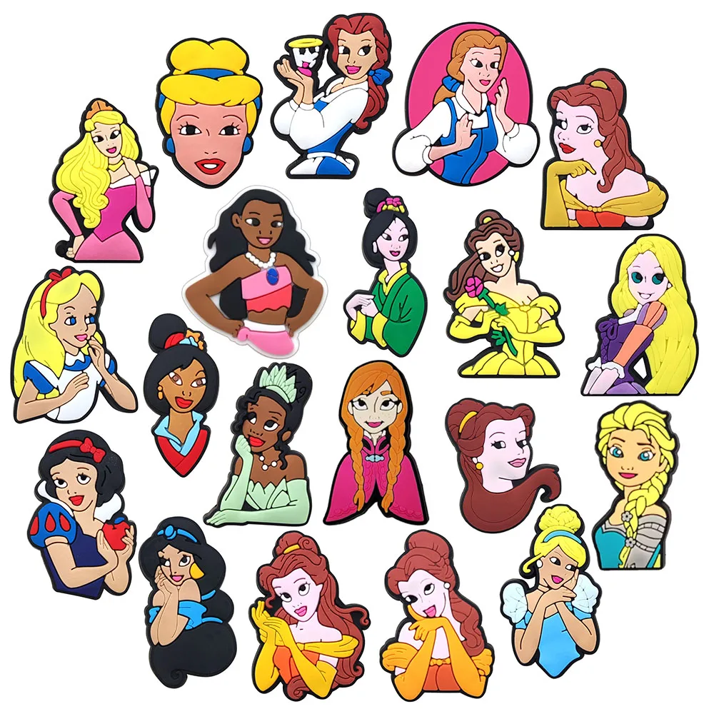 15/20 stücke Hot Toys Disney Prinzessin Schuh Charms Cartoon Schuhe Dekoration Zubehör Sandale Clog Garten Schuh Schnalle Für Kinder geschenke