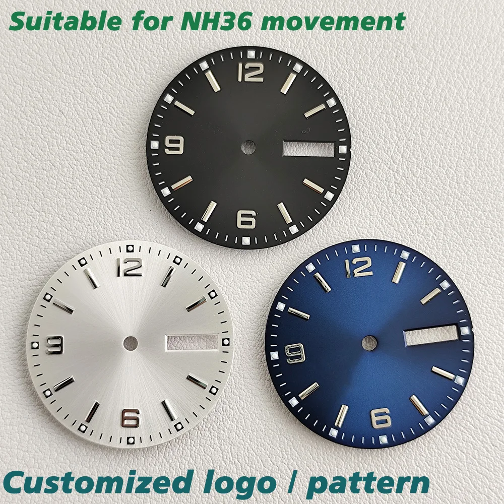 28,5 mm NH36-Uhrwerk, Zifferblatt C3-Zifferblatt/Zeiger, geeignet für NH36-Uhrwerk NH36-Gehäuse, Uhrenzubehör Image