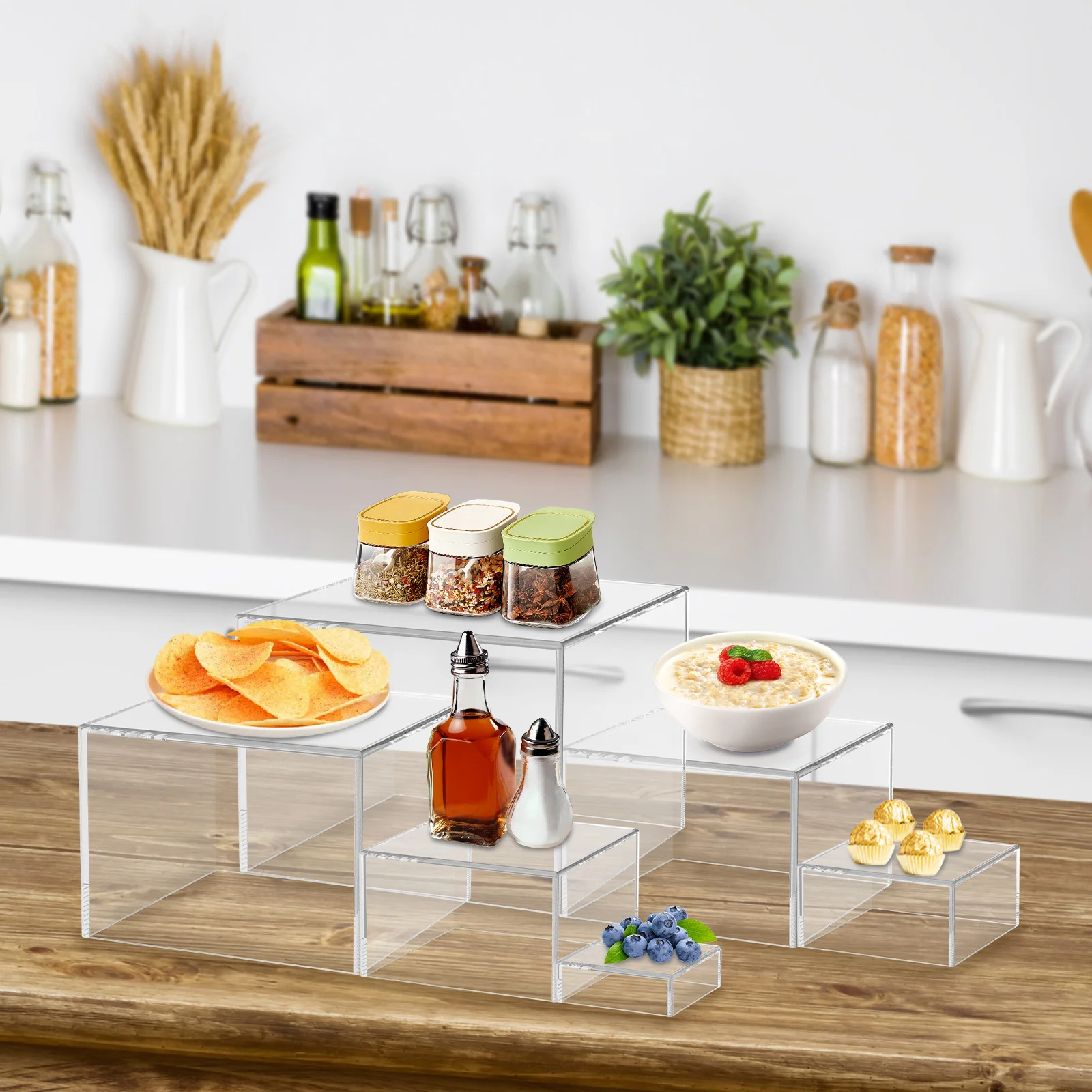 6Pcs Acryl Buffet Riser Würfel Lebensmittel Display-ständer Stapelbar Tisch Dessert Cupcake Ständer Hochzeit Party Buffet Lebensmittel Display Dekor Image