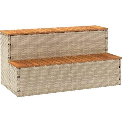 Vidaxl - Whirlpool-Stufen Beige 100x50x50,5 cm Poly-Rattan Massiv Akazie Image