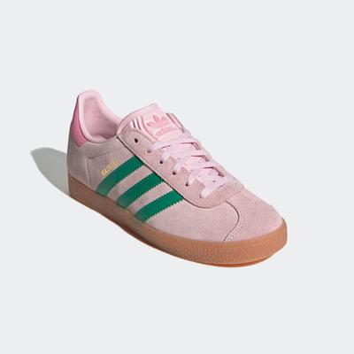 Sneaker ADIDAS ORIGINALS "GAZELLE KIDS", Gr. 38,5, clear pink, court grün, bliss pink, Leder, sportlich, Schuhe Image