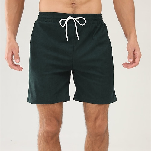 Herren Shorts Kurze Hosen Sommer-Shorts Lässige Shorts Cordshorts Tasche Kordelzug Elastische Taille Glatt Komfort Atmungsaktiv Kurz Outdoor Urlaub Sport Brautkleider schlicht Schwarz Weiß Image