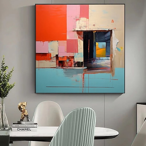 handgefertigtes Ölgemälde auf Leinwand, Wandkunst, Dekoration, moderner abstrakter Farbblock für die Dekoration des Tanzstudios zu Hause, gerolltes, rahmenloses, ungedehntes Gemälde Image