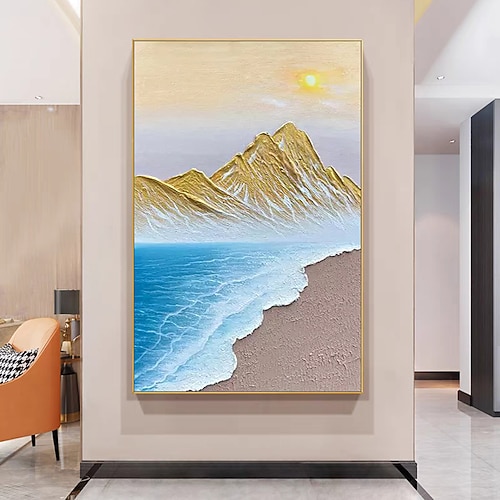 Mintura handgefertigte abstrakte Landschaftsölgemälde auf Leinwand, Wandkunst, Dekoration, modernes Bild für die Inneneinrichtung, gerolltes, rahmenloses, ungedehntes Gemälde Image