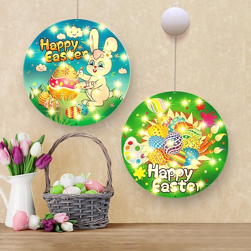 Osterhasen-Ei mit Saugnapf-Schaufensterlicht, batteriebetrieben, festliche Dekoration für Oster-Dinnerpartys Image