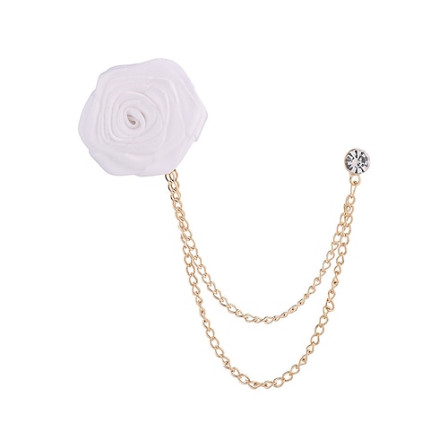 Anstecknadel mit roter Rose und goldener Kette – elegantes Herren-Accessoire für Anzüge und Smokings – perfekt für Hochzeiten, formelle Veranstaltungen und besondere Anlässe Image