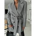 Per donna Cappotto Stampa Pied-de-poule Tenere al caldo Di tendenza Standard Capispalla Manica lunga Inverno Nero S
