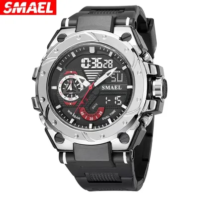 SMAEL 8060 Watcholorful Red Bracelet 50M Waterproof Alarm Clock Analog Digitals Sport Watches Quartz