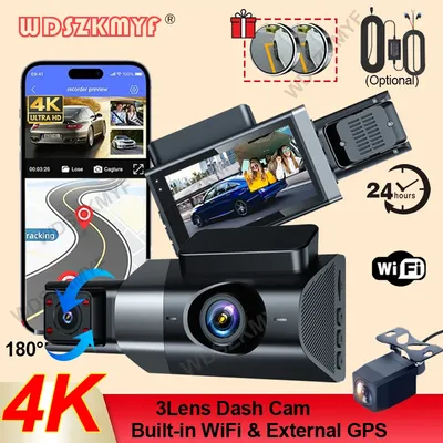 2/3Lens 4K DashCam for Cars DVR Front and Rear View Camera WIFI GPS Video Recorder Night Vision