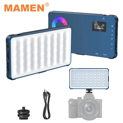 MAMEN 70° Spotlight Portable RGB Video Light 10W 4000mAh LED Camera Light for Live Streaming Vlog