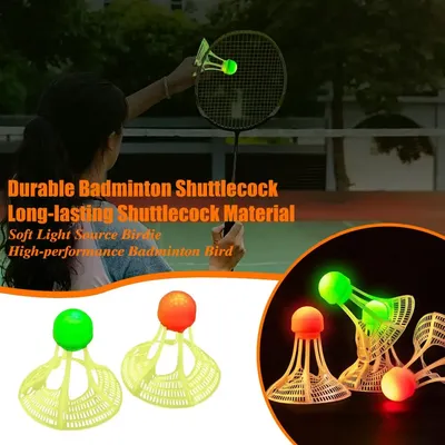 2 Pcs Badminton Shuttlecocks Baseball Practice Lighting Birdies 360-Degree Lighting Badminton Balls